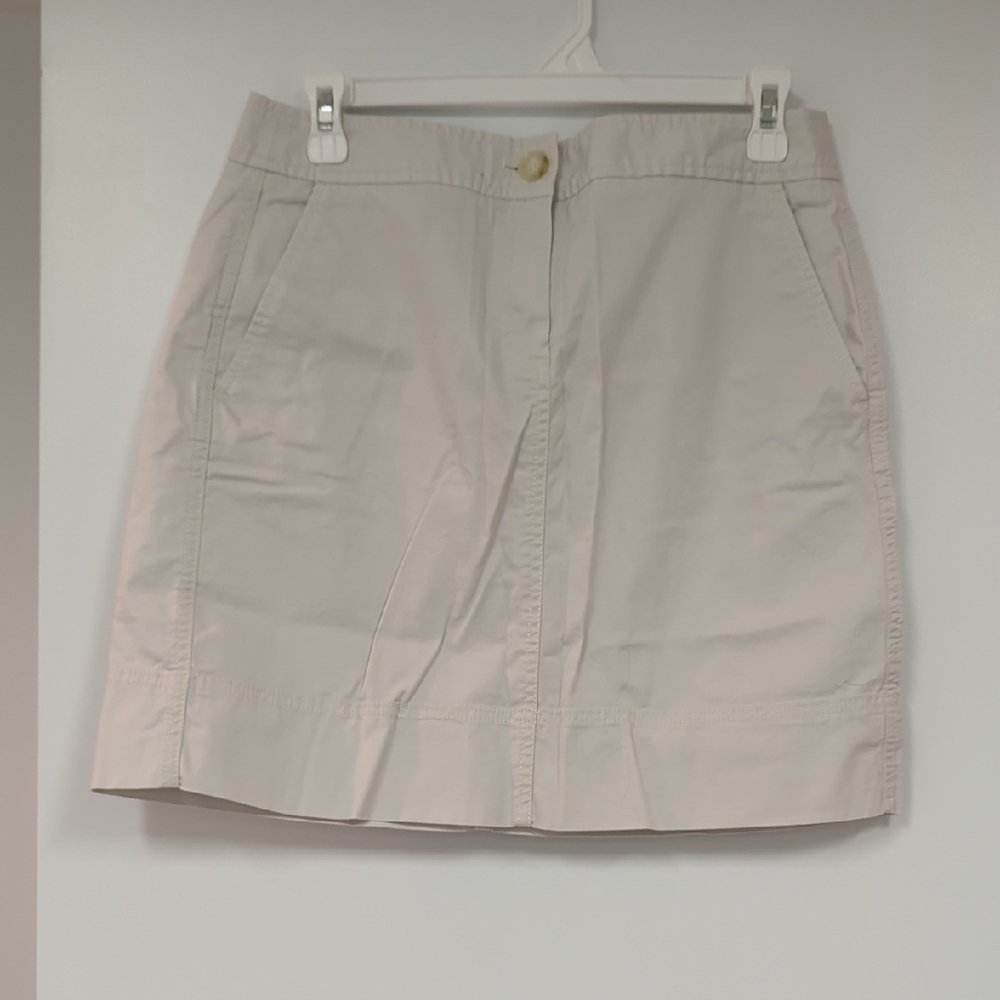 LOFT Light Beige Skirt with Button Accent